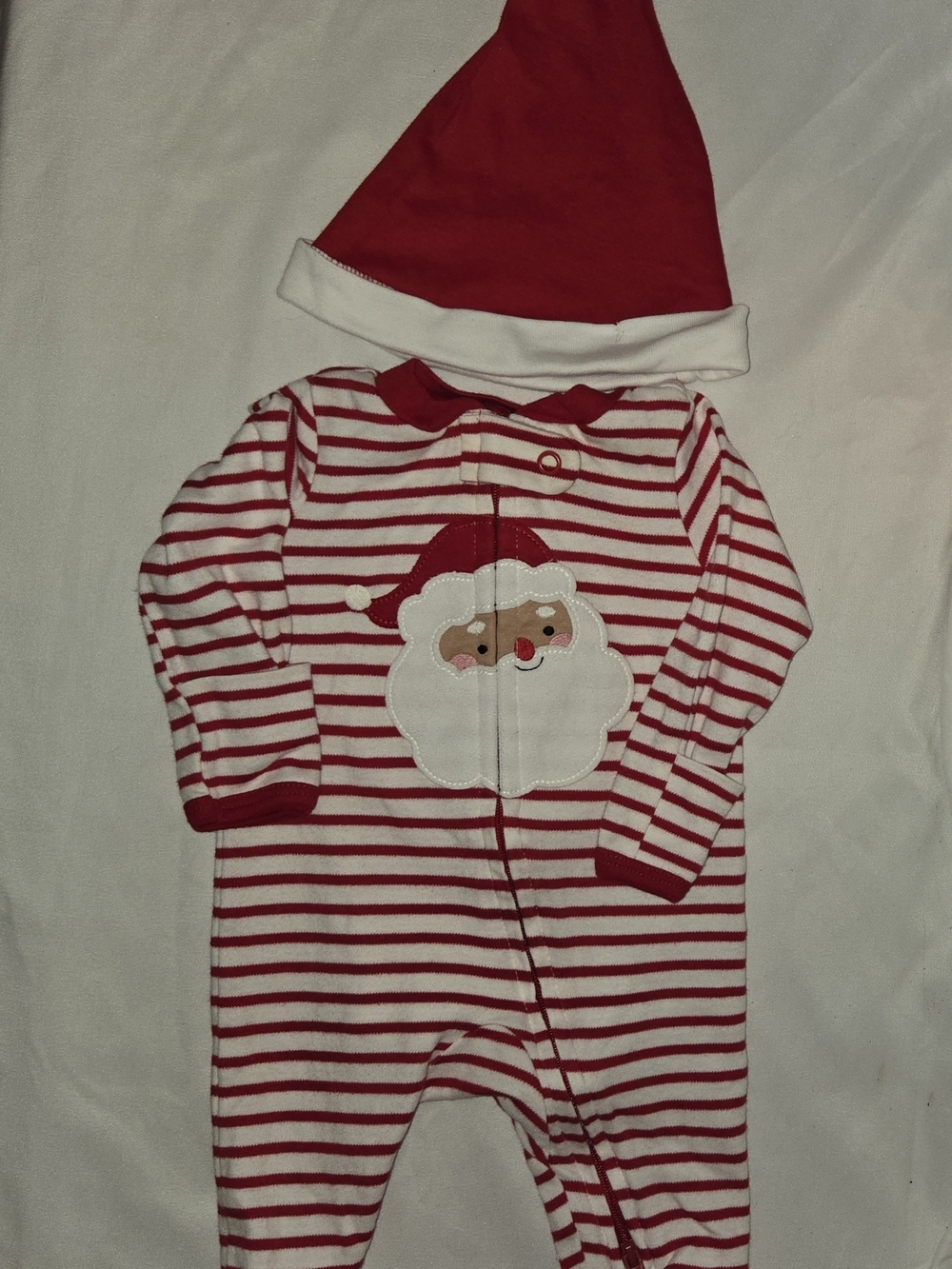 Carter's Red & White Striped Santa Sleeper with Hat SZ Newborn